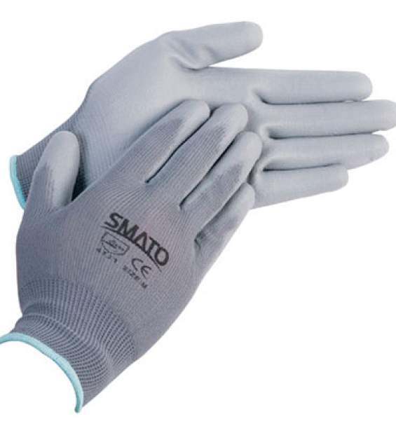 Găng tay phủ bàn xám (phủ PU lòng bàn tay)